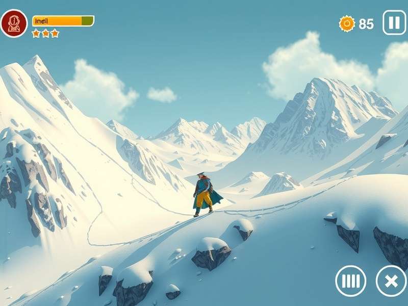 Snowfield Bheem gameplay screenshot showing character in Himalayan landscape